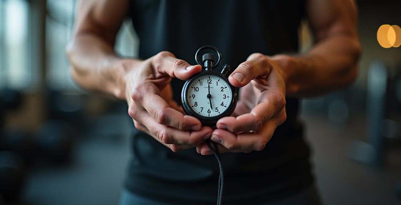 Gros plan sur les mains d'un athlète analysant ses performances